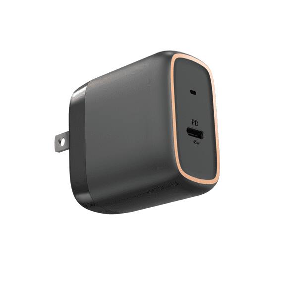 Angle. Duracell - Premium Foldable Wall Charger 45W PD Single Port USB-C From The Most Trusted Brand In Power! DMP-WC-PD45 - Multi.