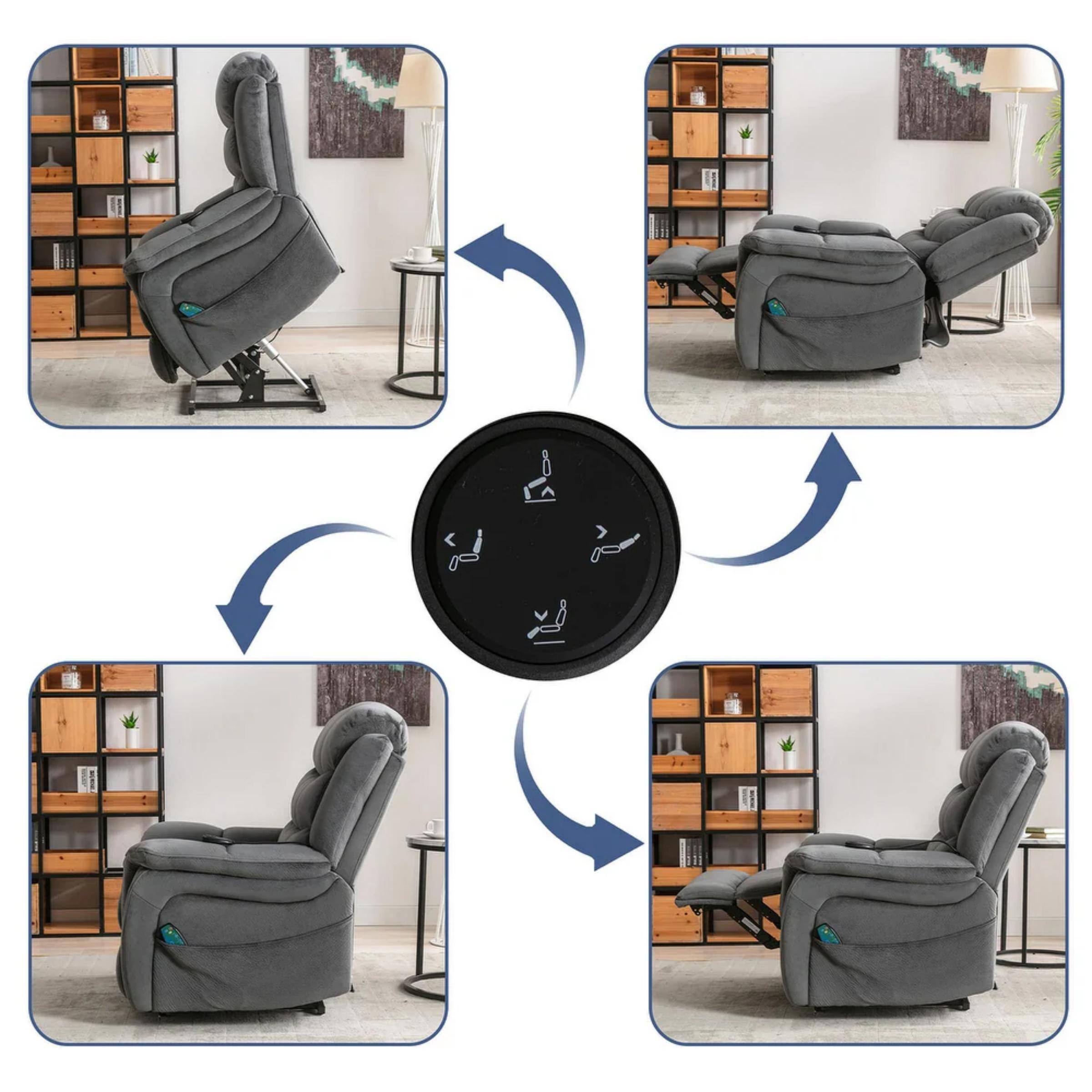Alt View 14. Bestier - 41 in. Gray Microfiber Power Lift Recliner w/ Heating Massage Assistance Recliner w/ Dual Motor - Dark Gray.