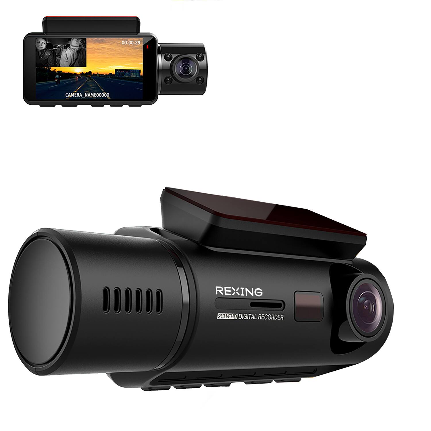 Alt View 18. Rexing - V3 Plus Front and Cabin Dash Cam with Built-in GPS Wi-Fi Connect - Black.
