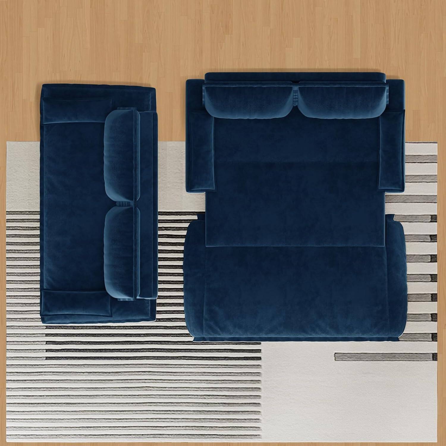 Alt View 5. Trinkets Crazed - 73.2" Queen Size Sofa Bed, 3 in 1 Convertible Pull Out Sleeper Sofa with Thicked Cushions and Side Storage - blue.