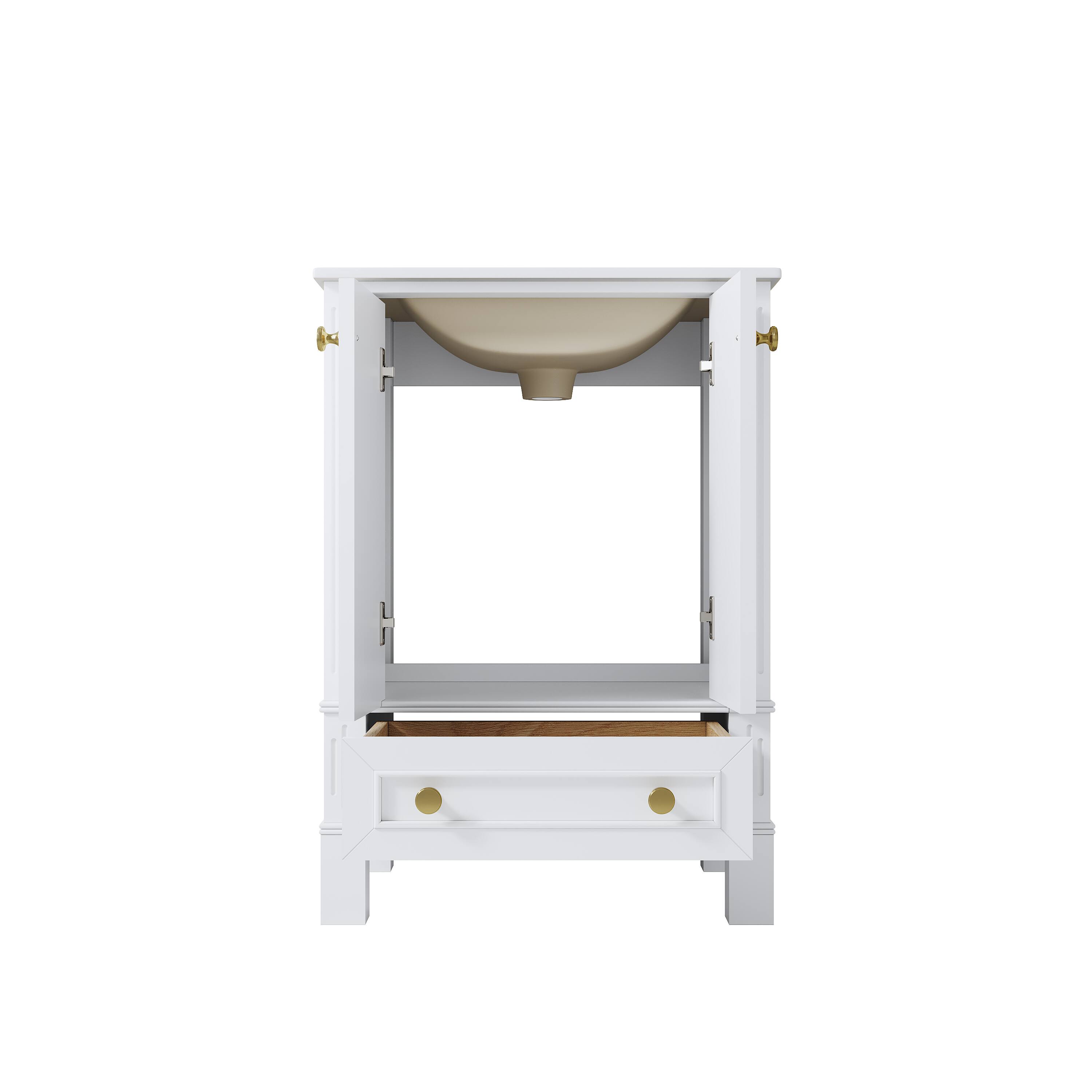 Alt View 9. WELLFOR - DURA 24 in. Solid Wood Bath Vanity with Countertop Basin, Single Sink - White.