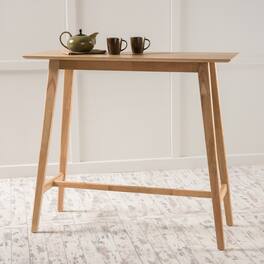 Loheer - Wood Bar Table, Finish, 42 Inch High Dining Table - Natural Oak