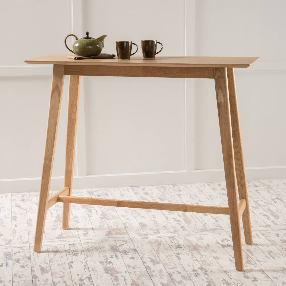 Front. Loheer - Loheer Wood Bar Table, Natural Oak Finish, 42 Inch High Dining Table - Natural Oak.