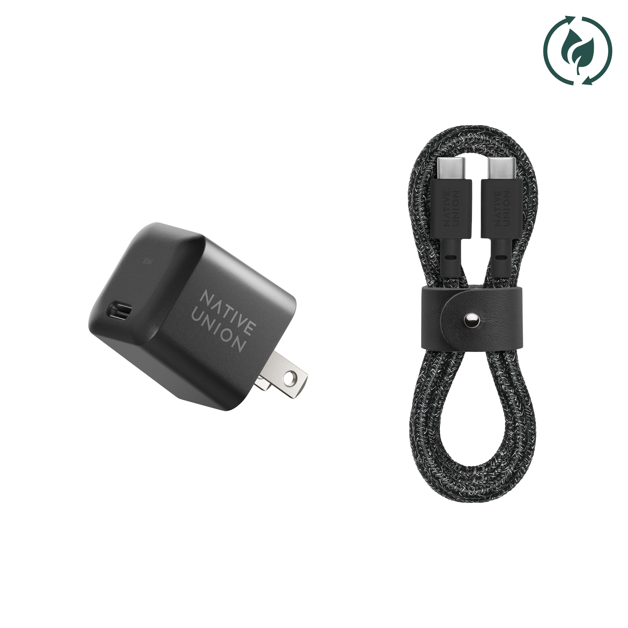 Native Union - FAST GAN CHARGER 30W /C-C CABLE BUNDLE - Black/ Cosmos
