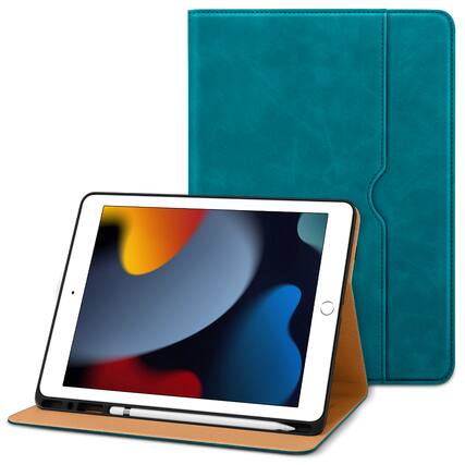 Front. DTTO - Case for iPad 9th/8th/7th Generation 10.2 Inch 2021/2020/2019, Premium Leather Folio Stand - Auto Wake/Sleep - Light Blue.