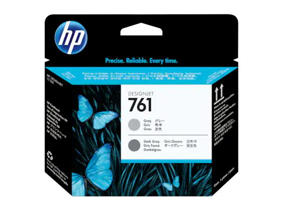 hp Precise. Reliable. Every time.
Hor C Prciso ol fioble. A chaque impression. / Proziso. Zuverlssig. Jodesmal.
HP Clne Ae Preciso. Fioble. En todo momento
DESIGNJET 761
Gray
Gris
Grau
Dark Gray
Gris Oscuro
Gris Fonce
Dunkelgrau
Free recycling options
www.hp.com/recycle