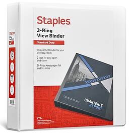 Staples - 2" 3-Ring View Binder, D-Ring - White