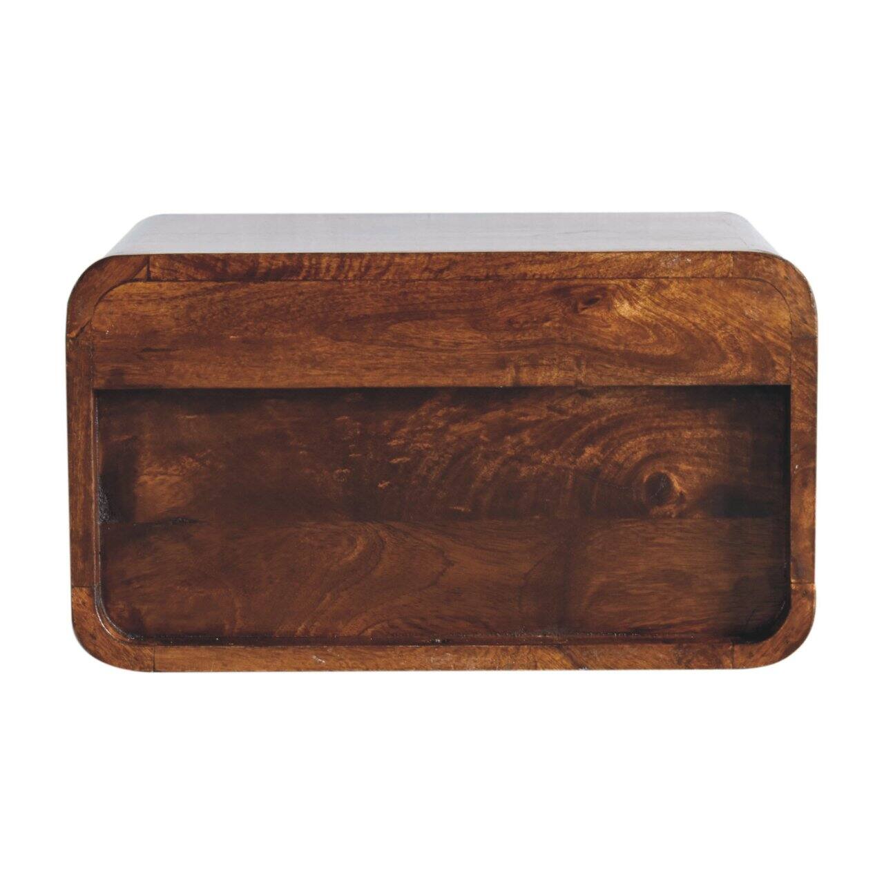 Alt View 4. Artisan Furniture - Artisan Furniture Solid Wood Large Chestnut Curve Floating Bedside, 1 Drawer, 1 Open Slot, Dark Brown - Chestnut.