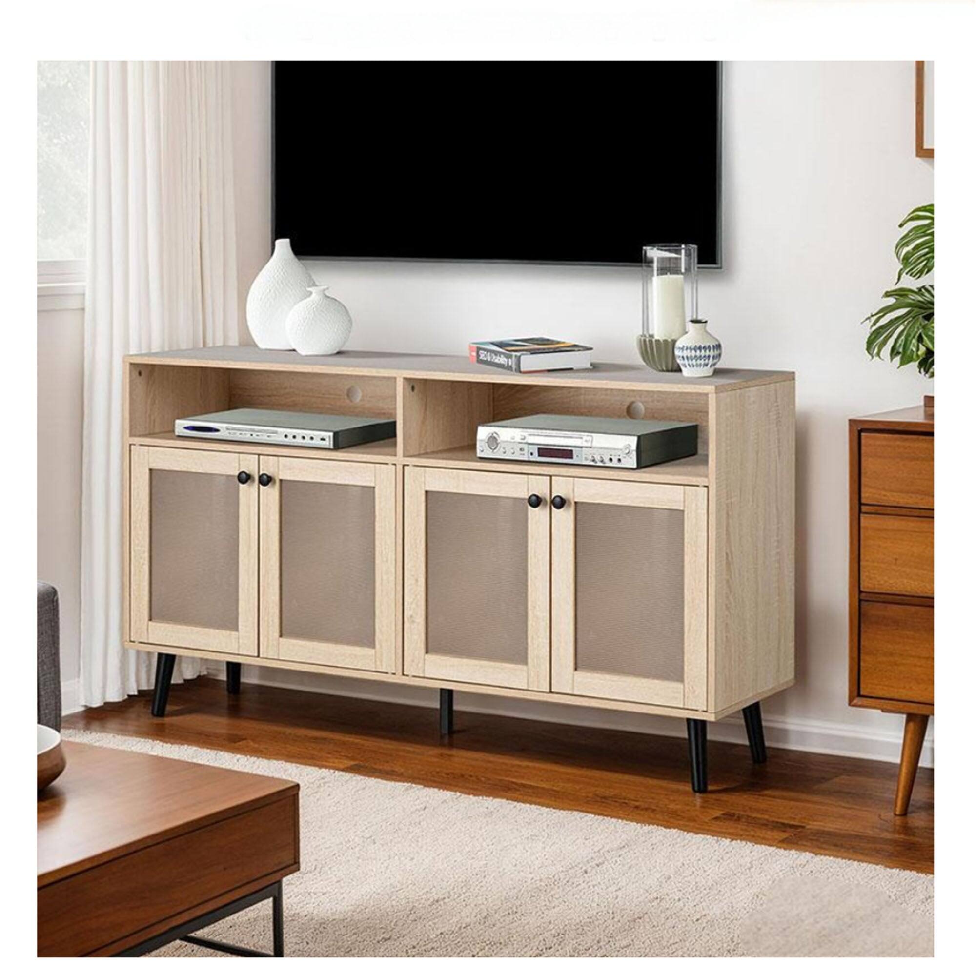 Alt View 1. Boyel Living - Brown TV Stand Fits TVs up to 65 in. with Tapered Legs - Brown.