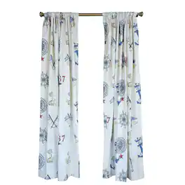 RLF Home - Ralph Lauren Navigator 100% Cotton Rod Pocket Window Curtain set of 2 Panels 100" x 96" - Off-White