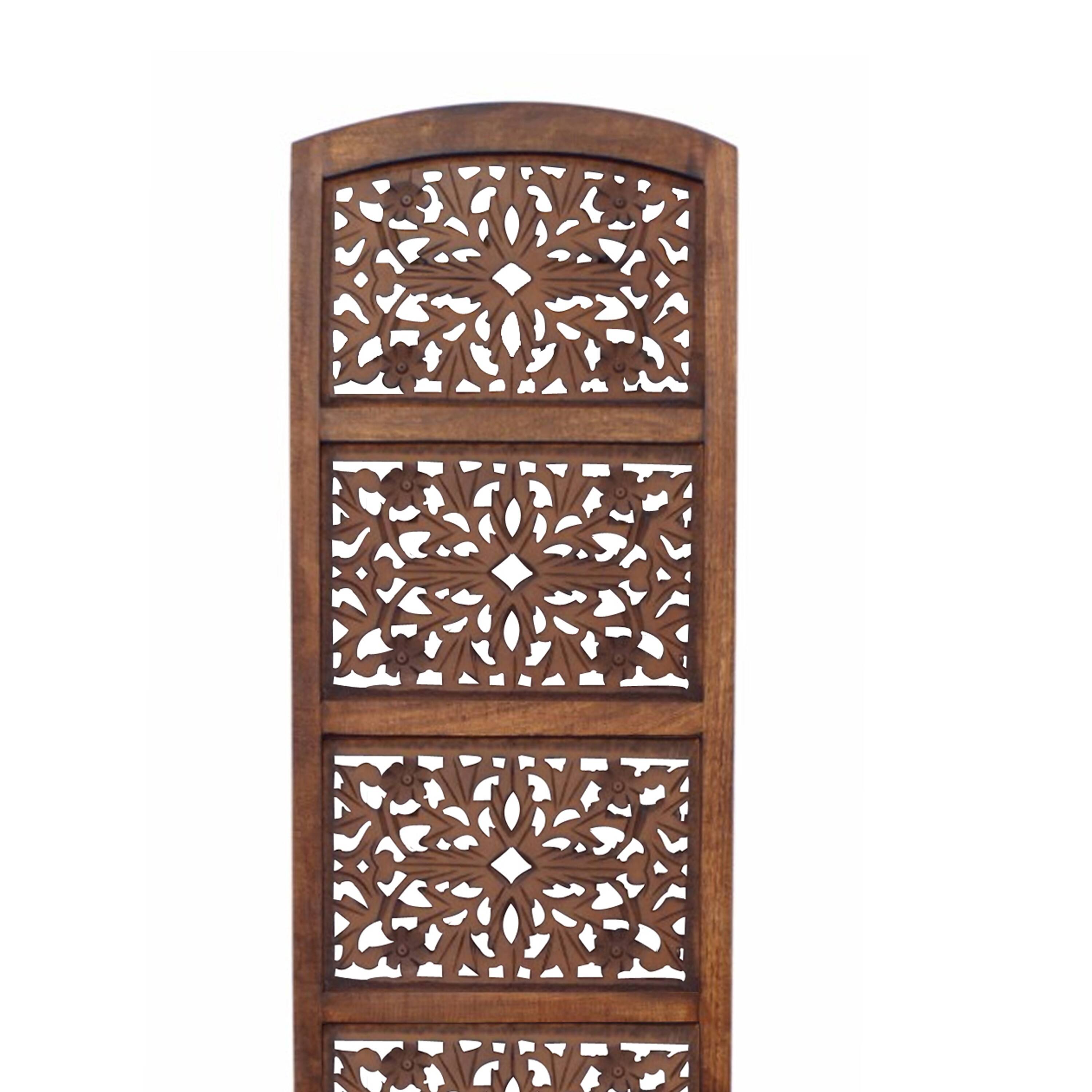 Alt View 2. Manhattan Lane - The Urban Port Handmade Foldable 4 Panel Wooden Partition Screen Room Divider - Dark Brown.