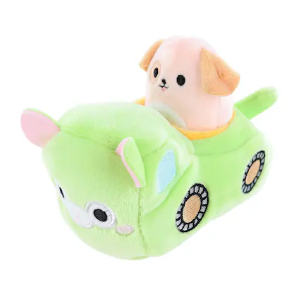 Front. Kellytoy - Squishville Mini Squishmallow Plush | Harrison the Dog in Vehicle - Green.