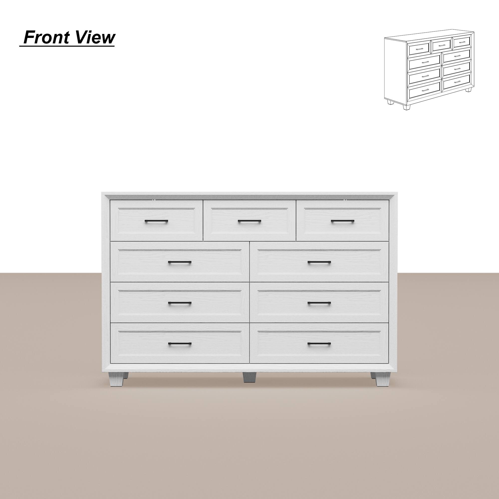 Famapy - 10 - Drawer Dresser: Elevate Bedroom Organization with Timeless Charm - White