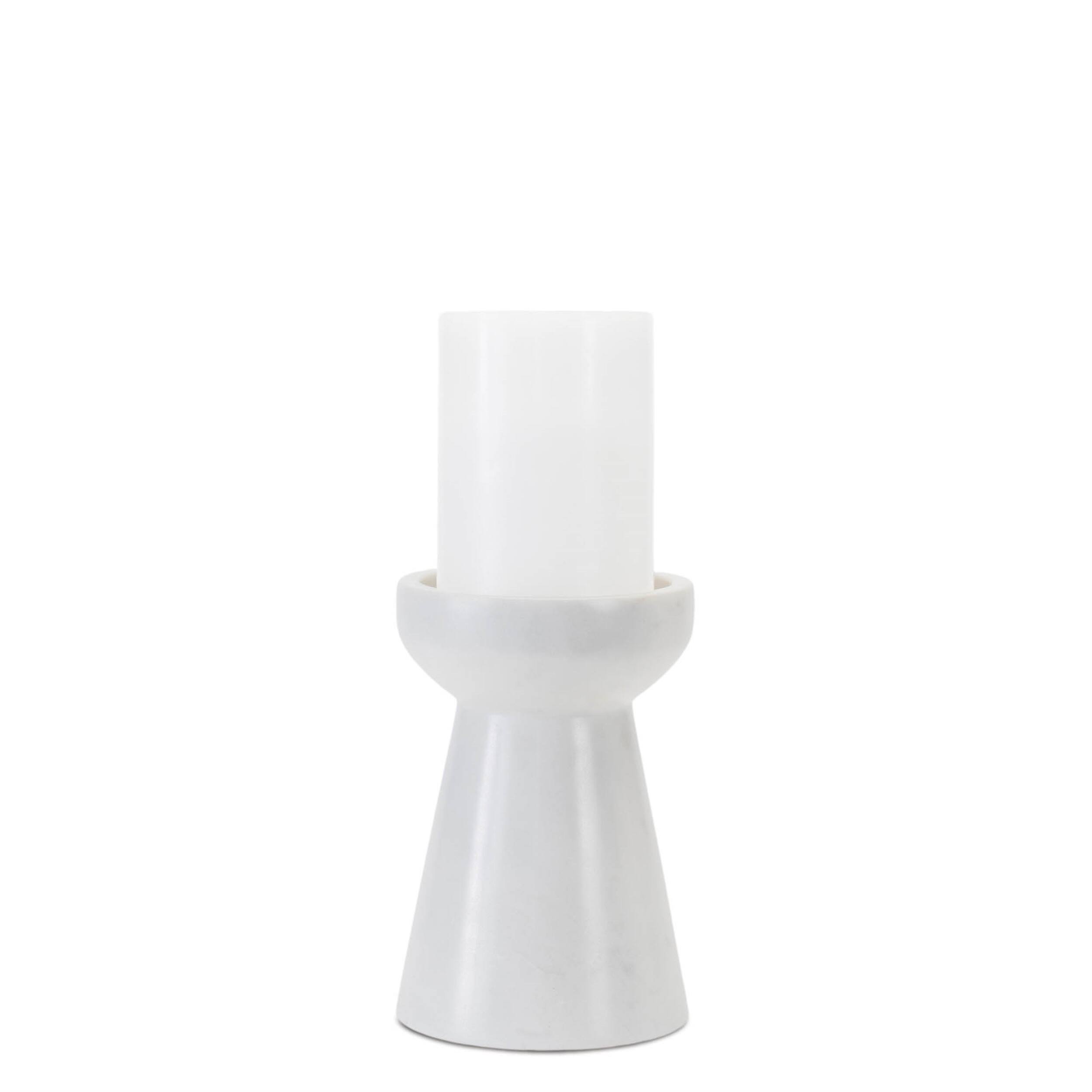 Alt View 2. BreeBe - Modern Marble Candle Holder (Set of 2) - White, Grey.
