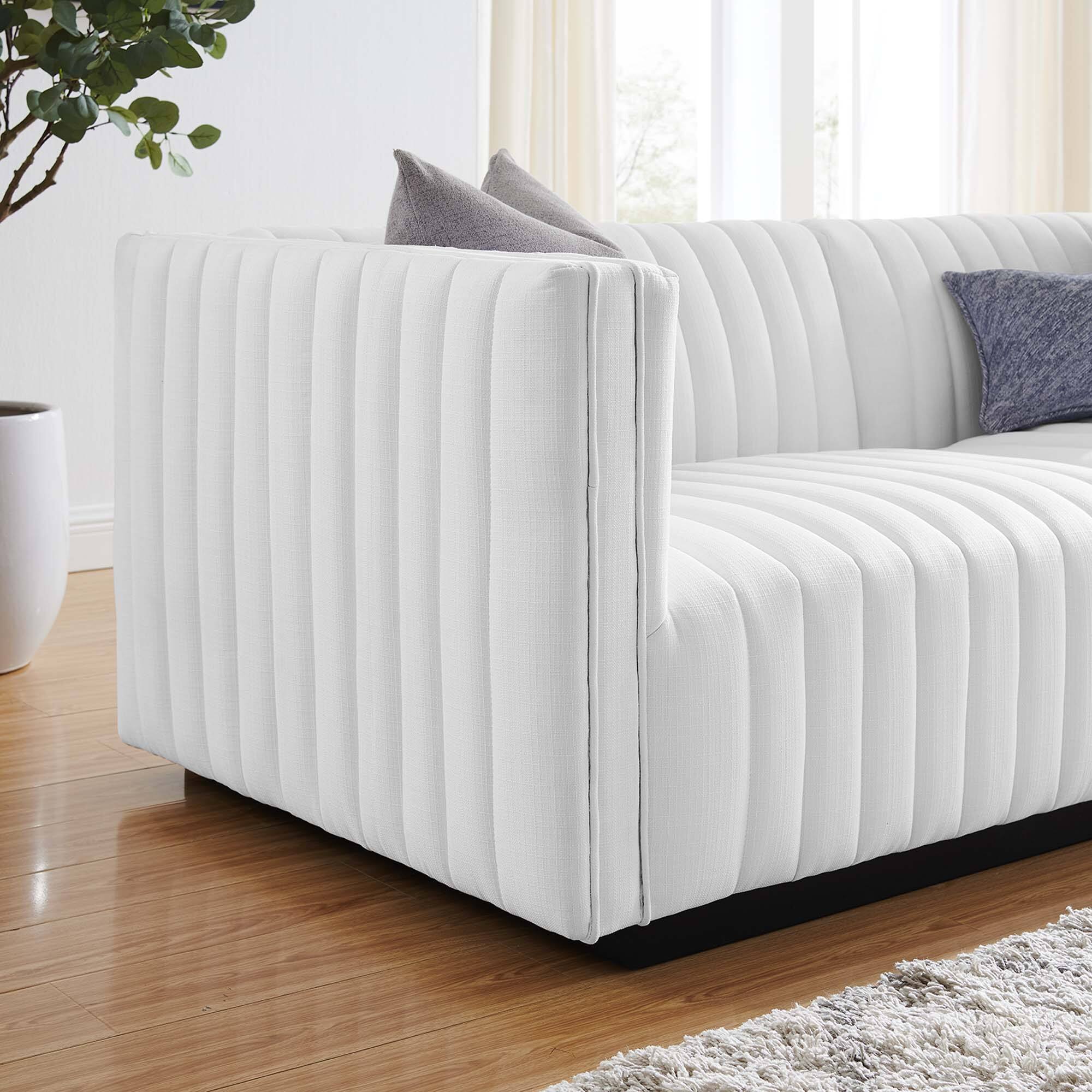 Alt View 10. Modway - Conjure Channel Tufted Upholstered Fabric Loveseat by Modway - Black White.