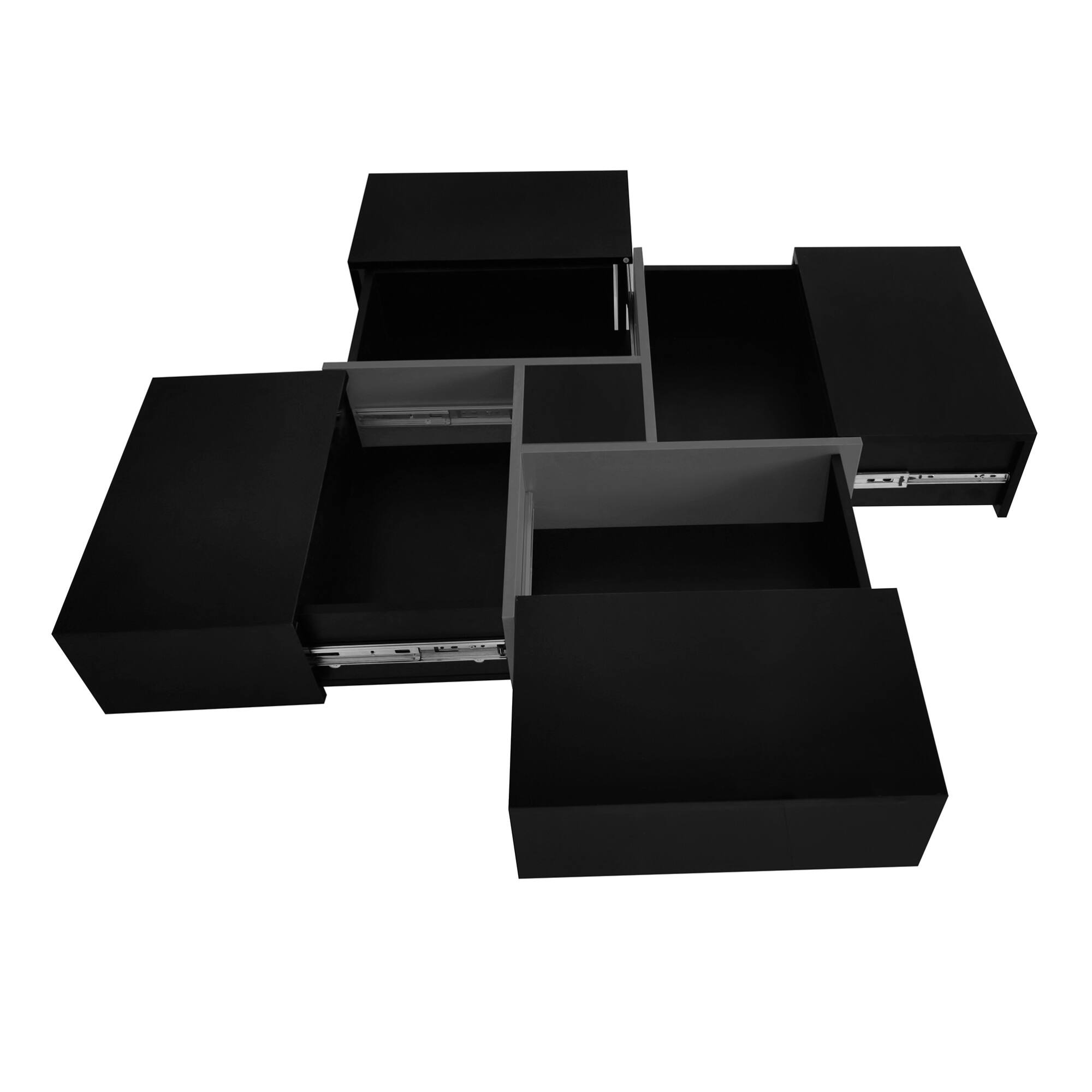 Alt View 6. GOODSILO - Modern Extendable Square Coffee Table with Hidden Storage Compartments and Sliding Tabletop for Living Room - Black.