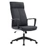 Front. LeisureMod - Aiaria Ergonomic Office Chair High-Back Adjustable Height with Swivel & Tilt, Double Wheel Casters - Black.