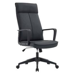 LeisureMod - Aiaria Ergonomic Office Chair High-Back Adjustable Height with Swivel & Tilt, Double Wheel Casters - Black