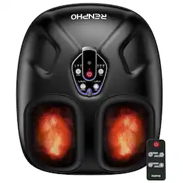 Renpho - Foot Massager for Neuropathy with Heat,Shiatsu, Deep Kneading & Air Compression, Pain Relief for Tired Foot - Black