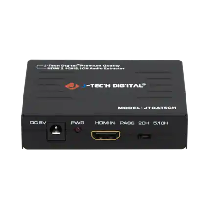 J-Tech Digital Premium Quality HDMI 2.1CH/5.1CH Audio Extractor -TECH DIGITAL MODEL: JTDATSCH DC 5V PWR HDMIIN PASS 2CH 5.1CH