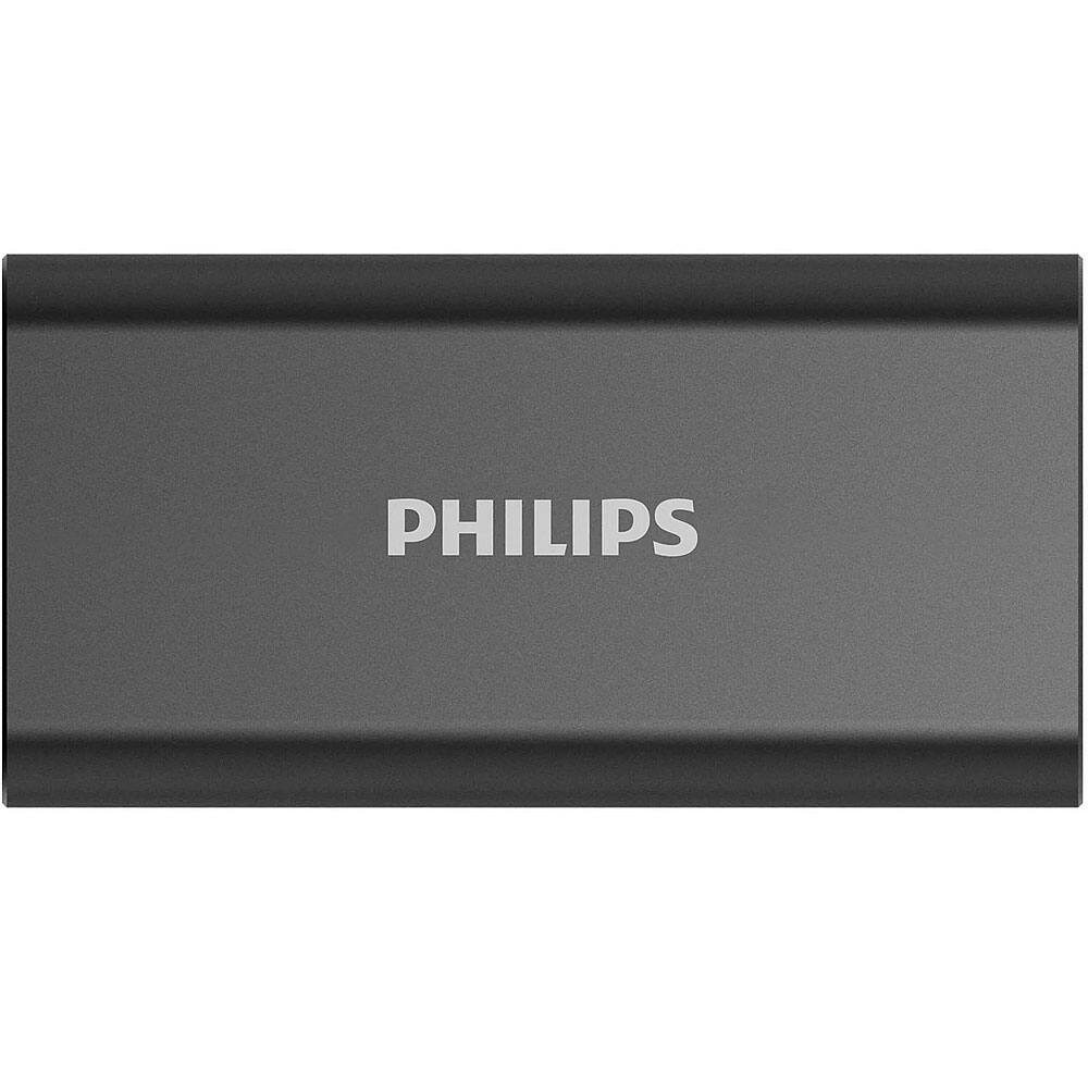 Angle. Philips - 512 GB External Ultra Speed SSD - Space Gray.