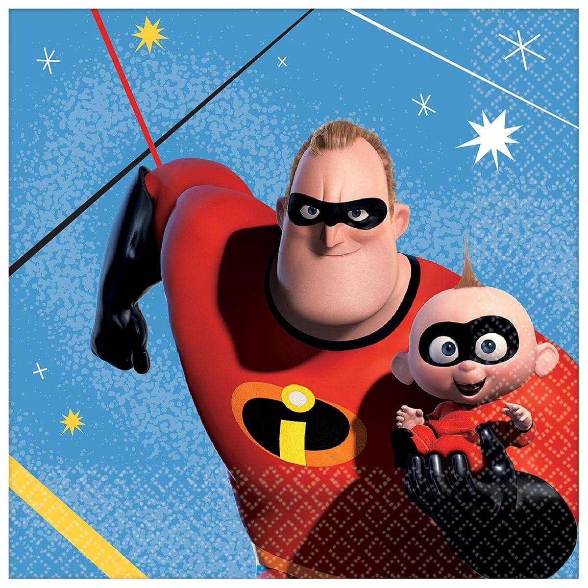 Front. Disney - Disney/Pixar Incredibles 2 5" Beverage Napkins, 16-Pack - Red.