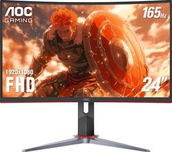 AOC - G2 Series C24G2 24" LED Curved FHD FreeSync Premium Monitor (DisplayPort, HDMI, VGA) - Black/Red - Front_Zoom