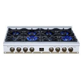 Forno Appliances - 48 in. Wide 8 Burner Valente Built-In Gas Cooktop - White - White
