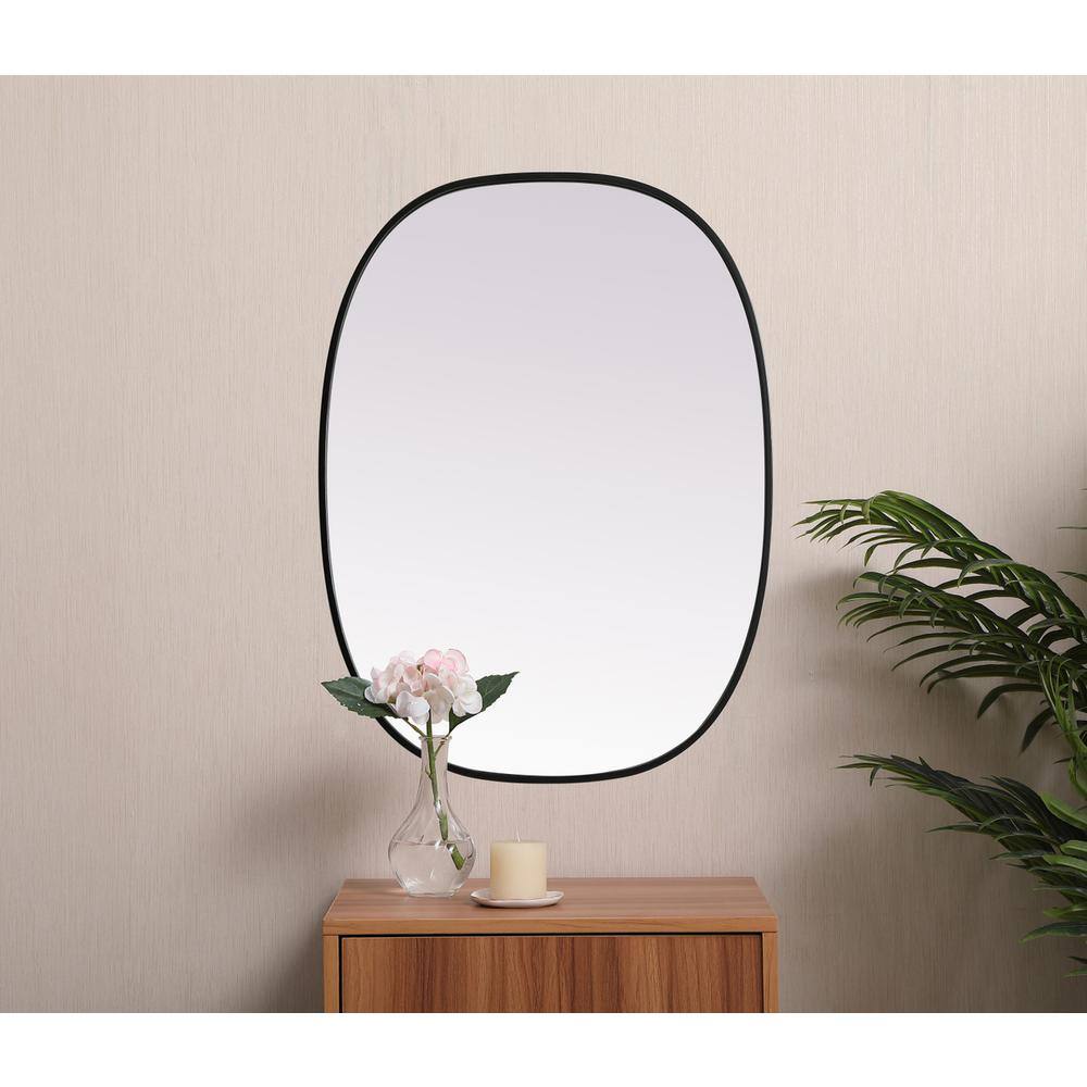 Alt View 5. Elegant Decor - Metal Frame Oval Mirror 27x36 Inch in Black - Black.