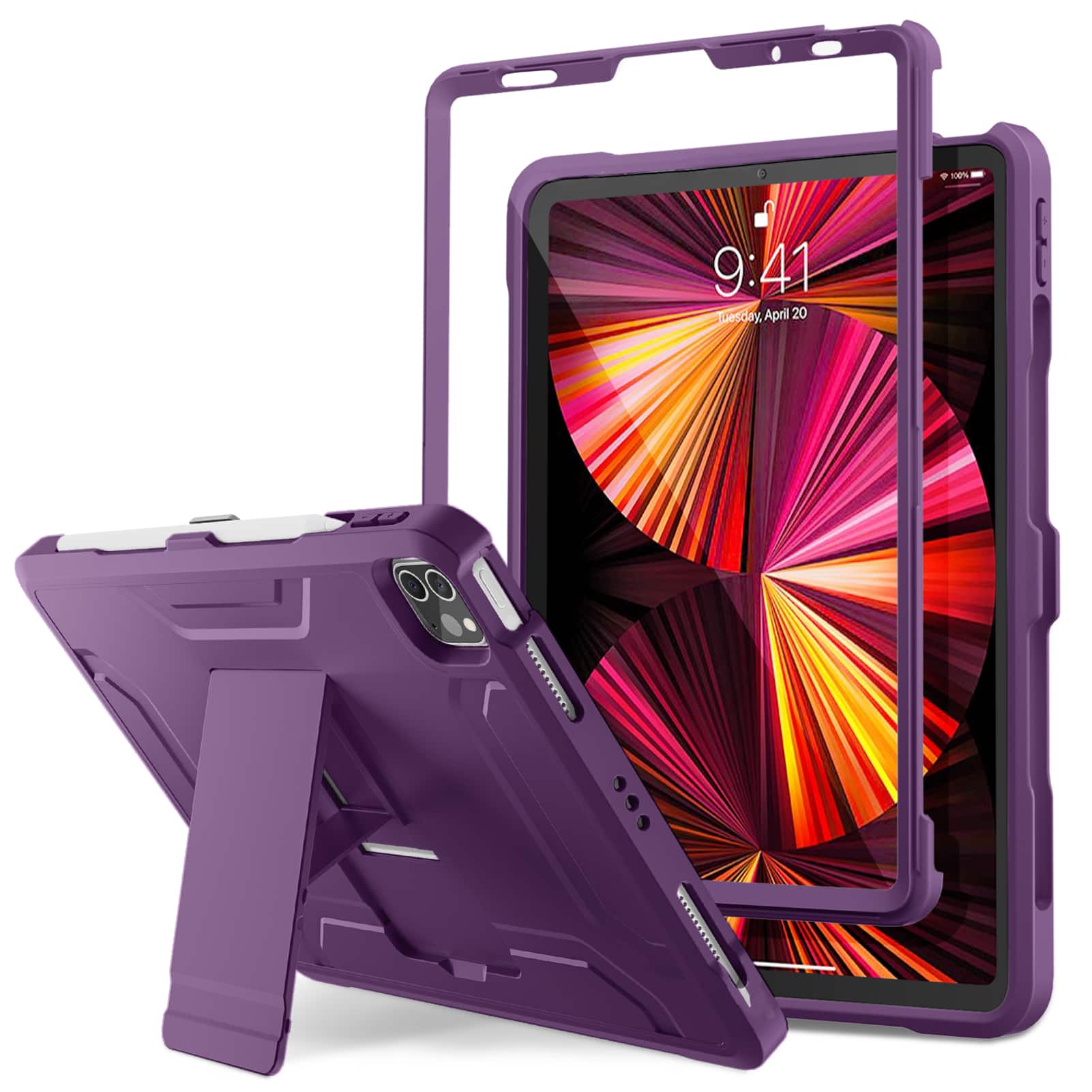 DTTO - Rugged Case with Screen Protector for iPad Pro 11" (2018-2022) & iPad Air 10.9" (4th/5th Gen) - Purple