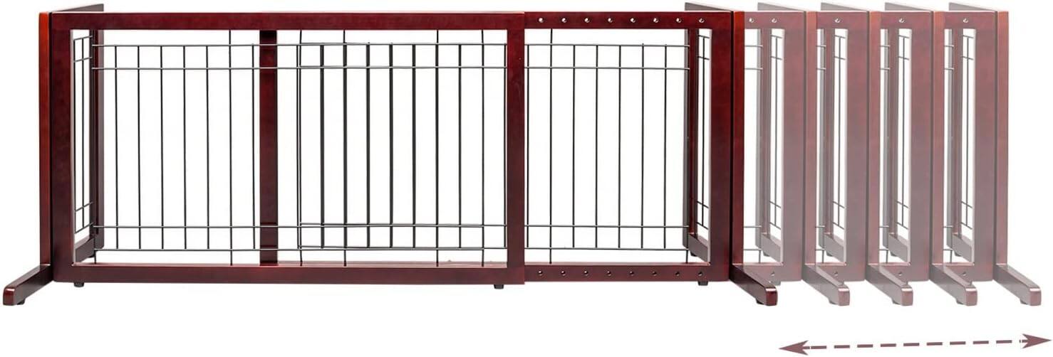 Alt View 2. Winado - 21-inch Height Pets Dog Gate, Free Standing with Adjustable Wide for Puppy Doggie Indoor Stairs Doorways Fireplace - Cherry.
