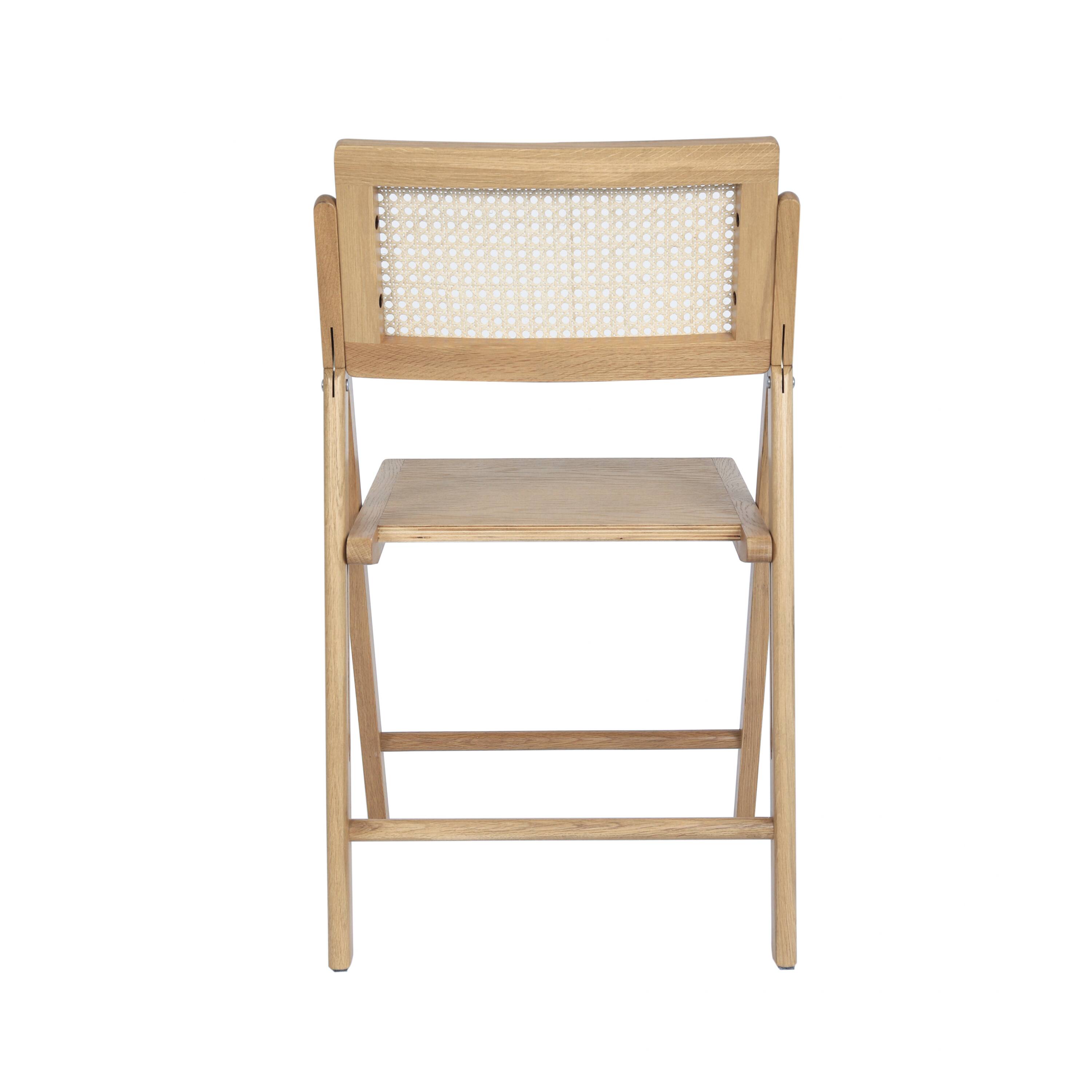 Alt View 8. Emma + Oliver - Thomas Set of 2 Cane Rattan Folding Chairs with Solid Wood Frames and Seats and Breathable Woven Rattan Backrest - Natural.