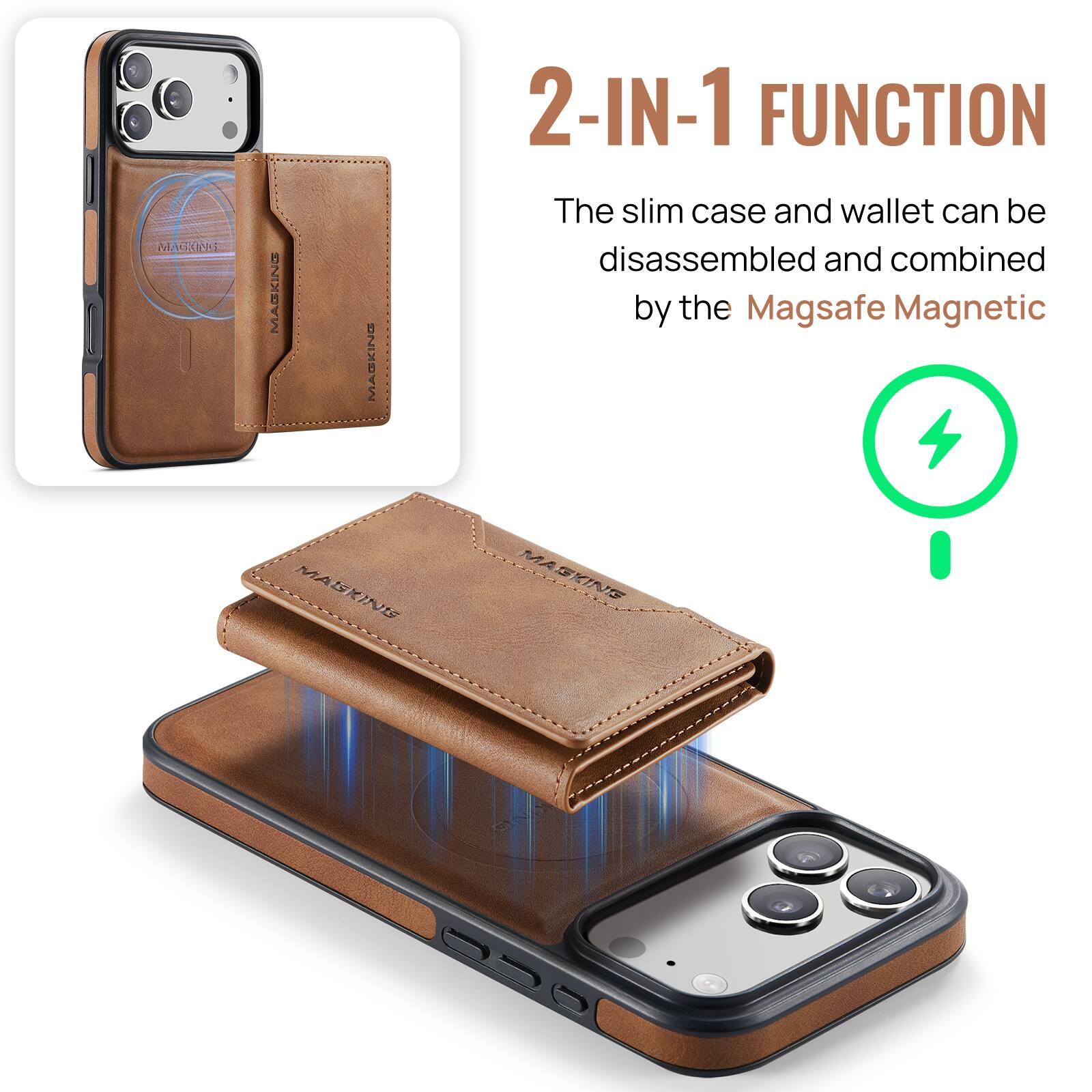 X0 MASKING DI 2-IN-1 FUNCTION

The slim case and wallet can be disassembled and combined by the Magsafe Magnetic MAGKINS