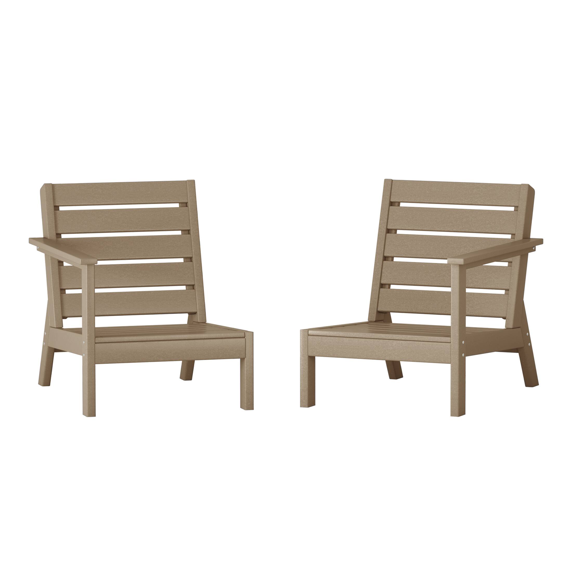Front. WestinTrends - WestinTrends Avalon Outdoor Patio HDPE Deep Seating Sectional Loveseat - Weathered Wood.