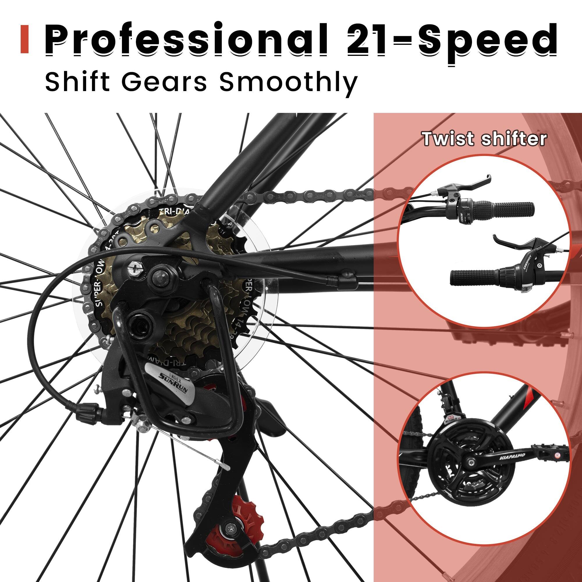 I Professional 21-Speed Shift Gears Smoothly Twist shifter W ZRI-DIA 4-30 4 ON SUPER- ER on 14-29 DIAM TRI-D SUNRUN LL RUN 10 MAPA