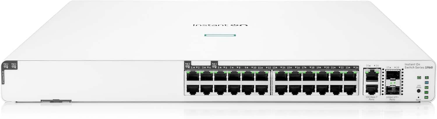 HPE Networking Instant On - Switch Series 1960 24-Port Gb Smart-Managed Layer 2+ Ethernet Switch with PoE JL807A#ABA