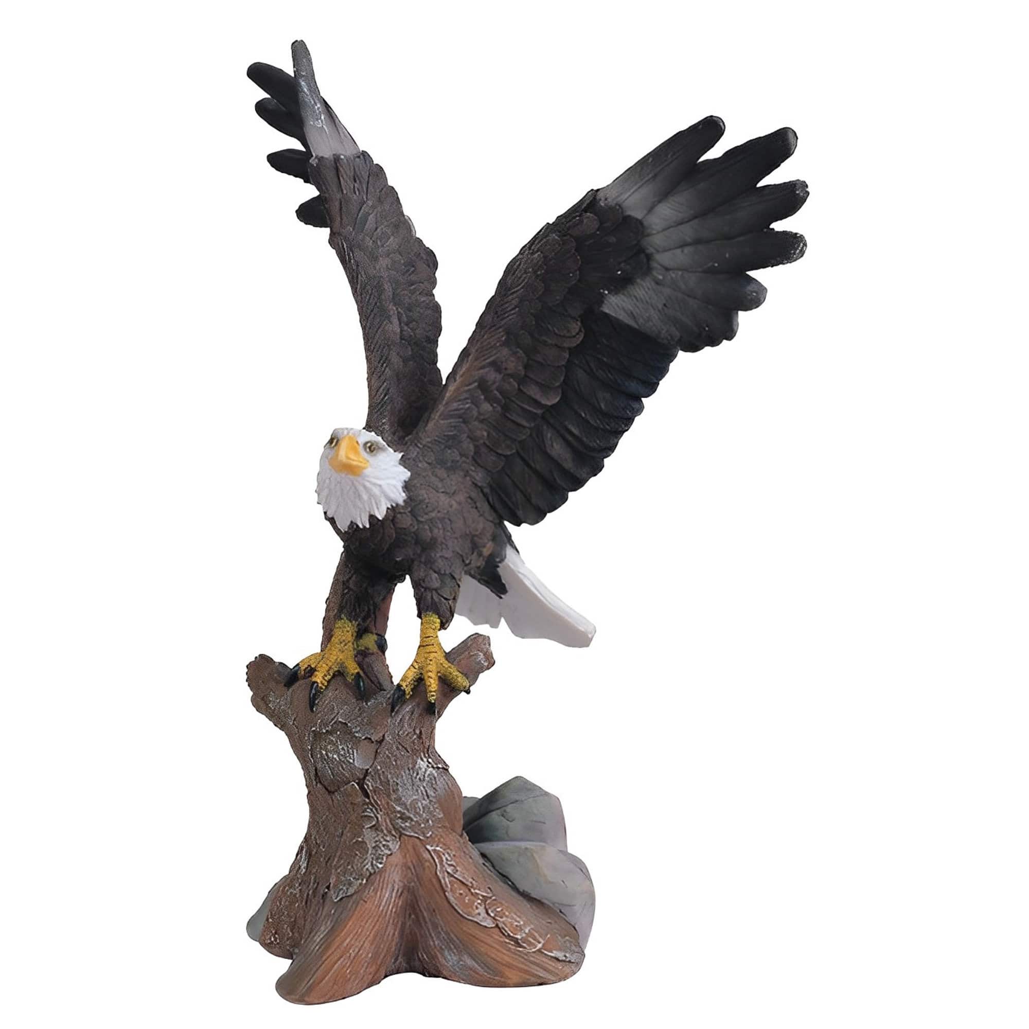 FC Design - 7"H Eagle Landing on Tree Trunk Figurine Statue Office Desk Tabletop Home Decor Gift - Multi-Color
