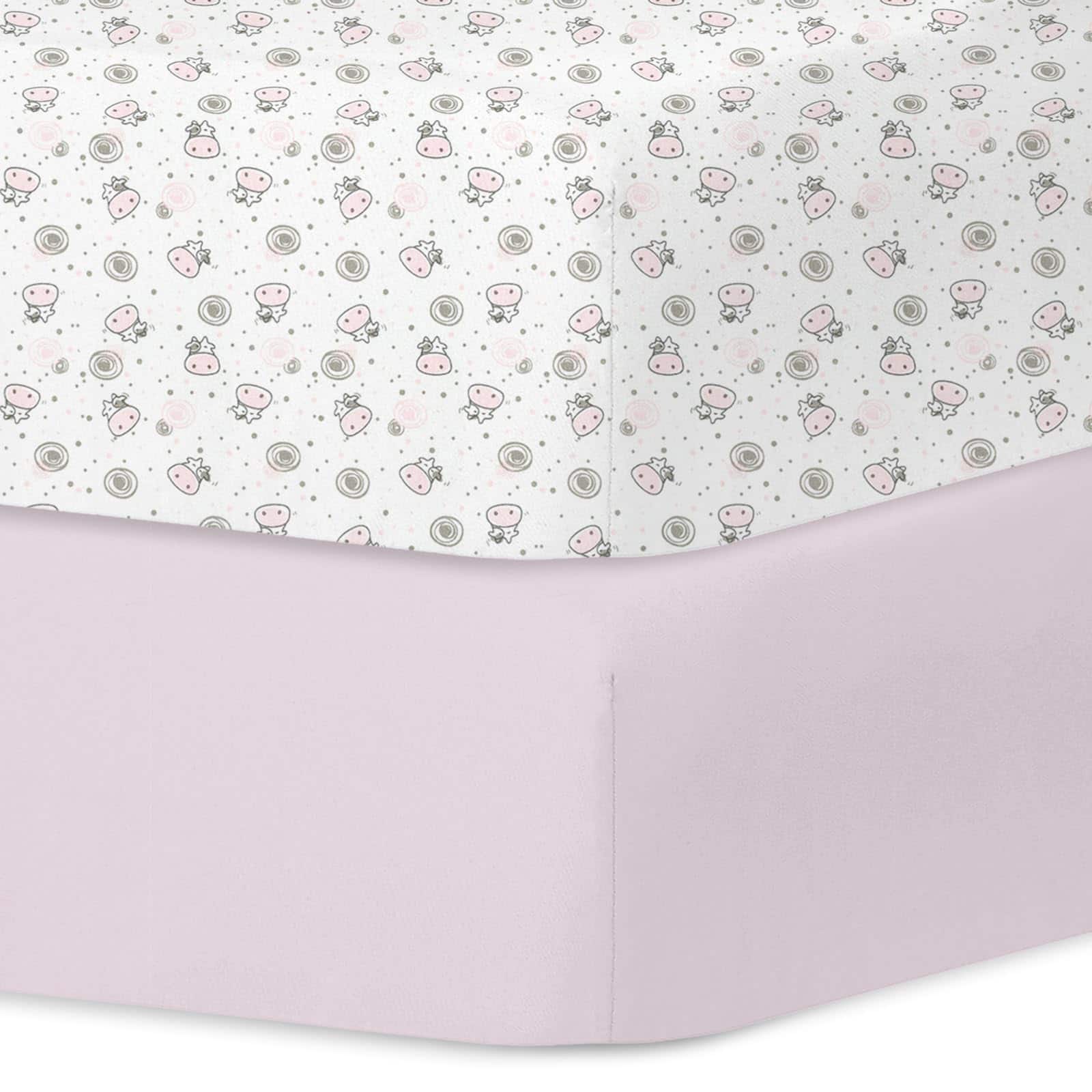 MAGICAL RUBS - Sheets Girl 2 Pack Set 2 Bed Floral Print Fitted Sheet For Standard & Mattress Size 28 X 52 Inches Pink N - Flying Cow Crib Sheets