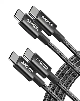 Anker - USB C to USB C Cable, 2-Pack 6 FT (1.8 m) Type C 100W Charger Cord - Black