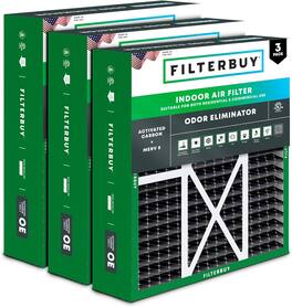 Filterbuy - 16x20x5 MERV 10 Odor & Allergy Defense, Pleated HVAC AC Furnace Air Filters Replacement for Honeywell & Lennox (3-Pack) - Black