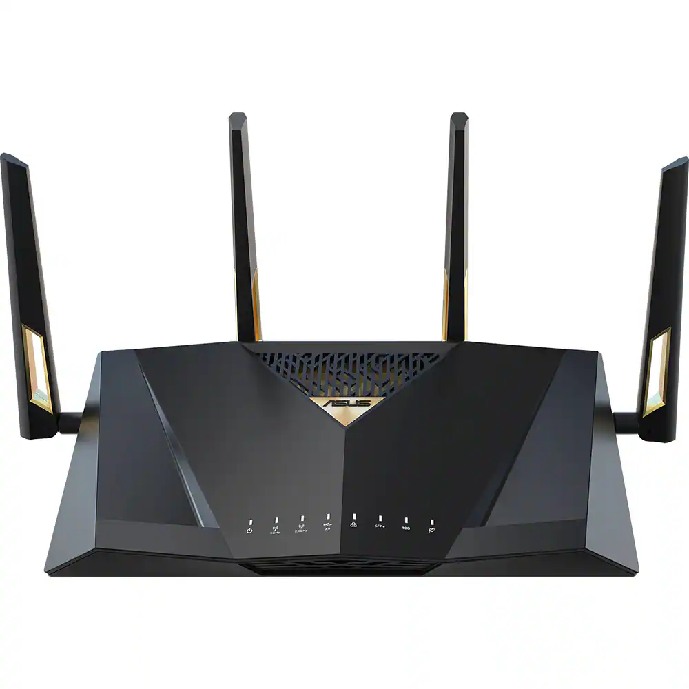 Front. ASUS - Dual-Band WiFi 7 AiMesh Extendable Performance Router RT-BE88U - Black.