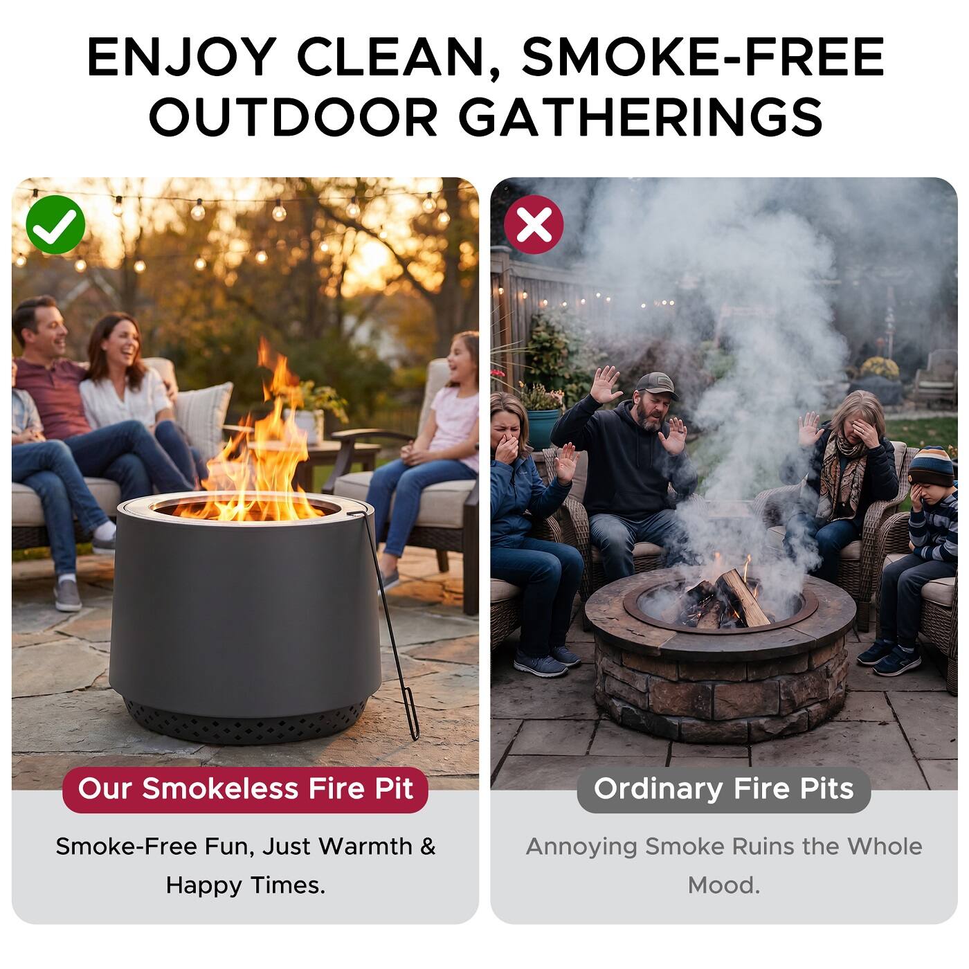 SUNJOY Argyle 21 in. Stainless Steel Wood Burning Smokeless Fire