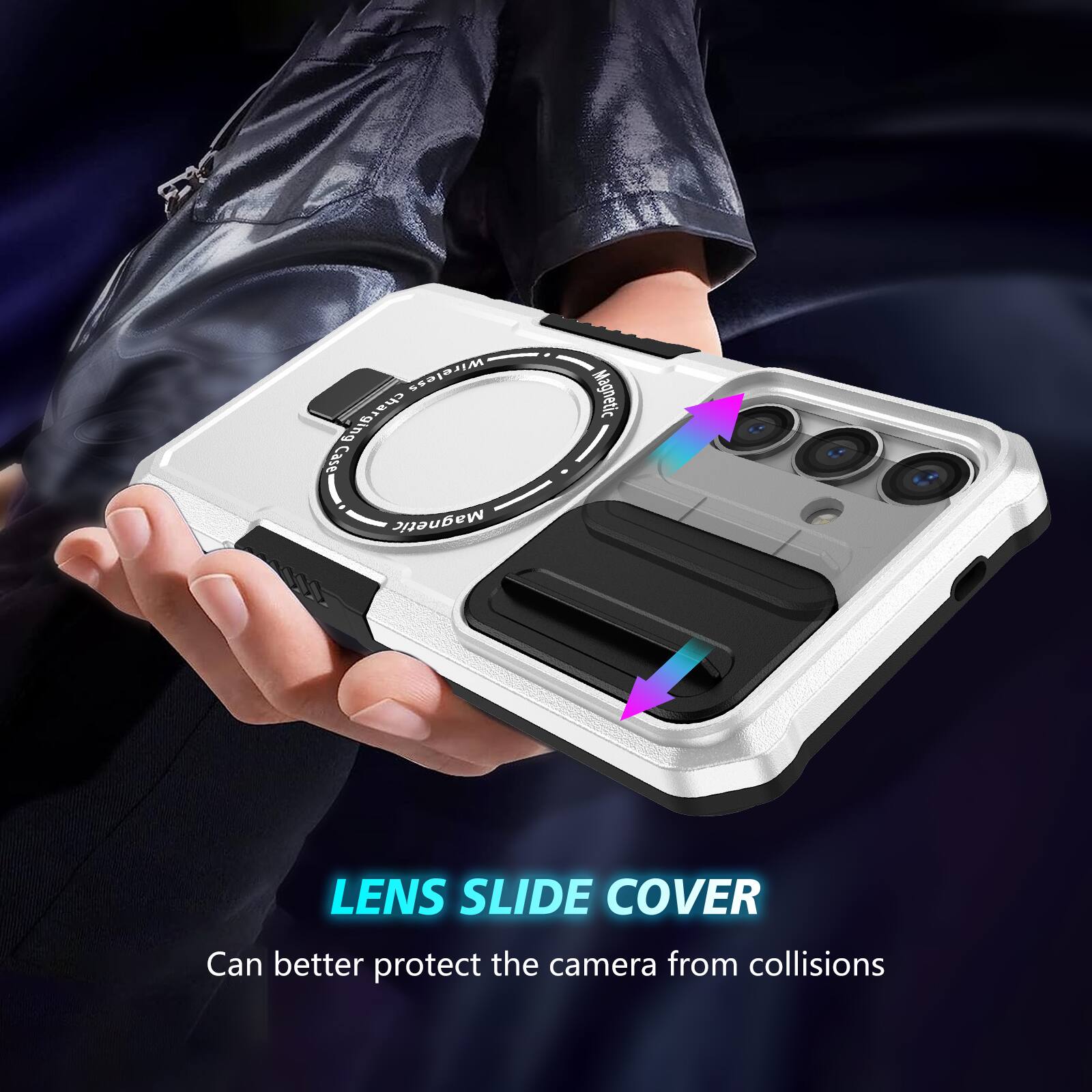 Wireless Case charging Magnetic
Magnetic
LENS SLIDE COVER
Can better protect the camera from collisions