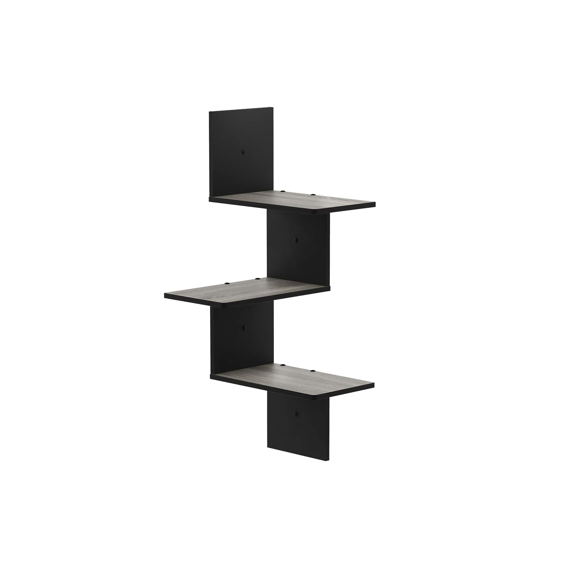 Furinno - Rossi Modern 3-Tier Wall Floating Corner Shelf - French Oak