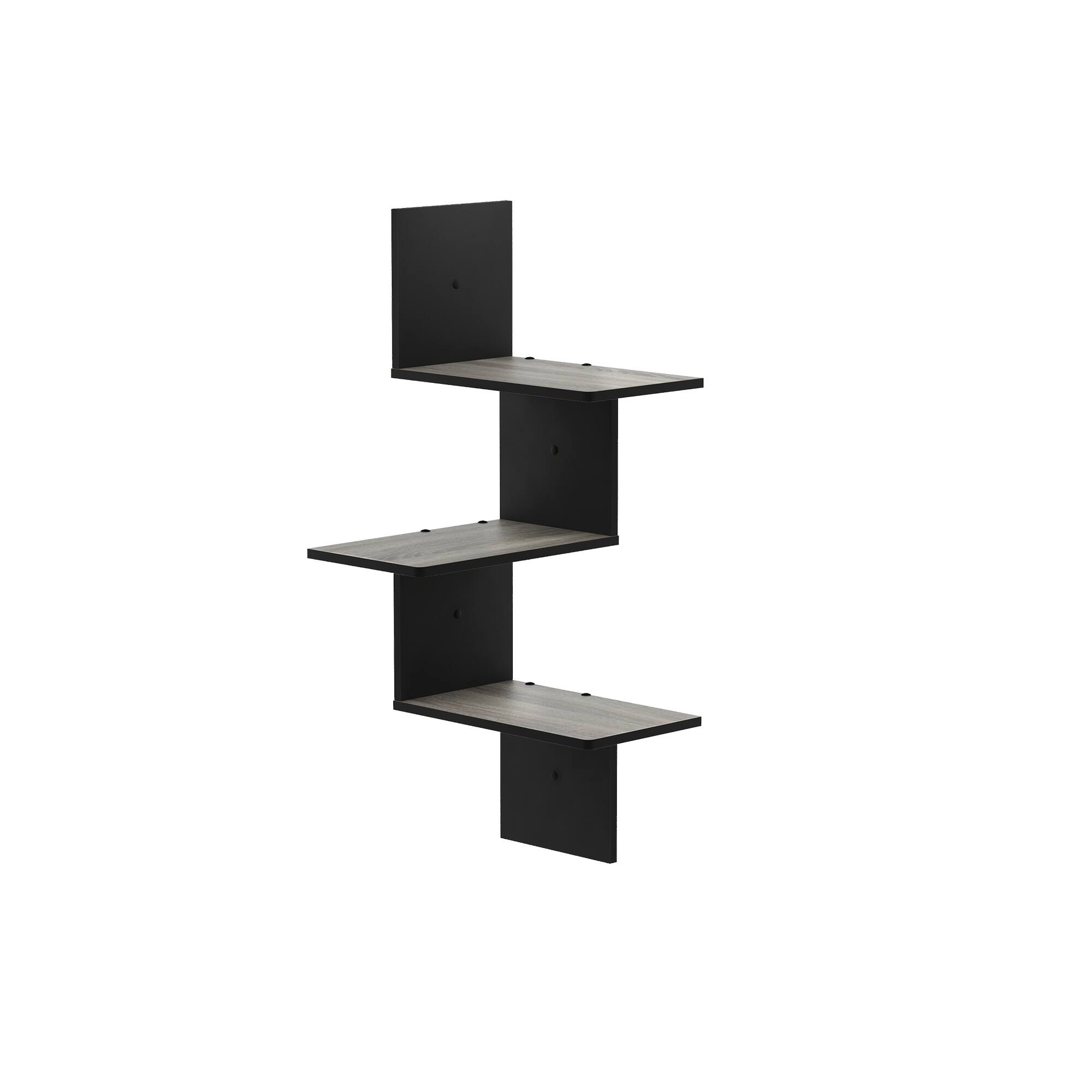 Furinno - Rossi Modern 3-Tier Wall Floating Corner Shelf - French Oak