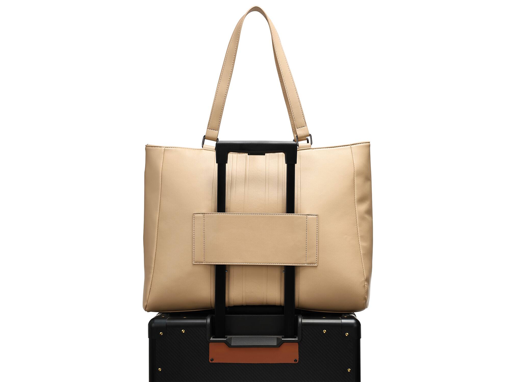 Angle. Elle - ELLE Roamer 24L Vegan Leather Weekender Duffel Bag | Nude - Nude.