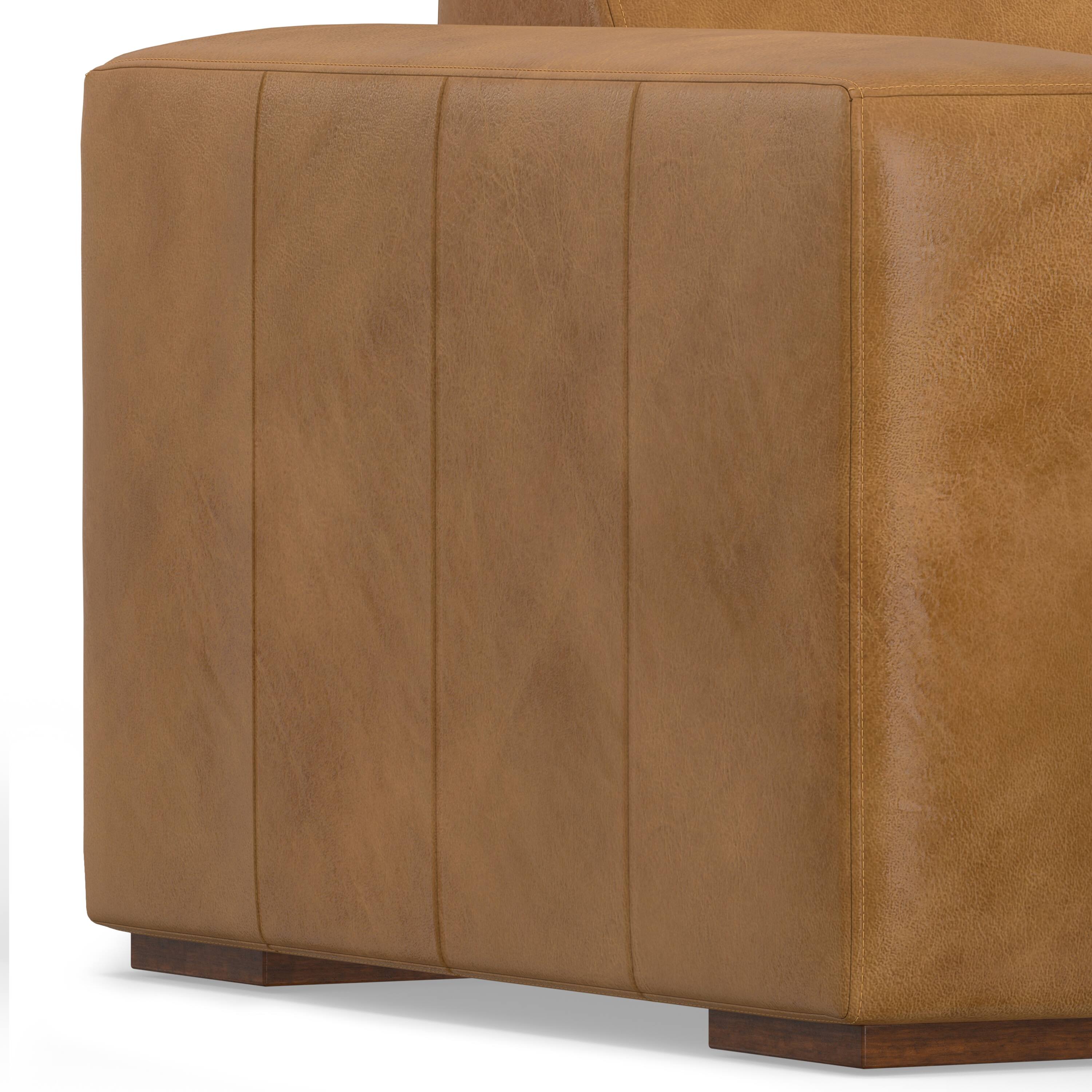 Alt View 4. Simpli Home - Rex Left Chaise Sofa Module in Genuine Leather - Sienna.