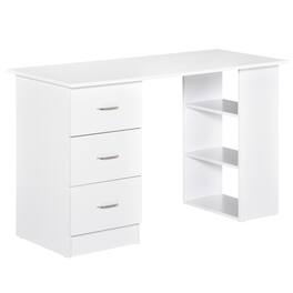 Homcom - 47" Modern Home Office Computer Desk Bookcase Combo Writing Table Workstation with 3 Drawer and Storage Shelf - White