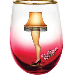 Spoontiques - A Christmas Story Leg Lamp Stemless Wine Glass 20 ounce - Red