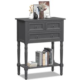 Costway - Console Entryway Table w/ 3 Drawers Open Shelf for Hallway Living room - Dark Gray